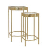 Benzara Metal Cut Out Design Accent Table with Tubular Leg,Set of 2,Gold and Black