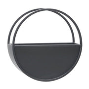 Benzara Round Shaped Wall Planter with Metal Frame, Set of 2, Black