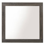 Benzara Transitional Style Grained Wood Encased Square Mirror, Gray