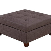 Benzara Contemporary Leatherette Rectangular tufted Ottoman, Dark Brown