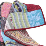 Benzara Stikine  60 x 50 Inches Cotton Throw with Patchwork Details, Multicolor