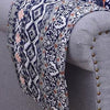 Benzara Thelon Polyester Arm Chair Protector with Medallion Prints, Gray and Blue