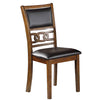 Benzara Leatherette Dining Chair with Knot Cut Out Back, Set of 2, Brown and Black