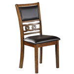 Benzara Leatherette Dining Chair with Knot Cut Out Back, Set of 2, Brown and Black