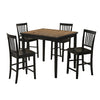 Benzara 5 Piece Wooden Counter Dining Set with Slatted Back Chairs, Brown and Black