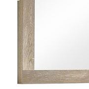 Benzara Transitional Style Grained Wood Encased Square Mirror, Cream