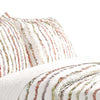 Benzara Drin Fabric 3 Piece King Quilt Set with Frayed Stripes Pattern, Off White