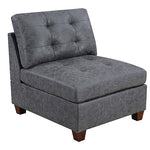 Benzara Contemporary Leatherette Armless Chair with Tufted Back, Gray