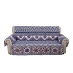 Benzara Thelon Waterproof Polyester Sofa Protector with Medallion Prints, Gray and Blue