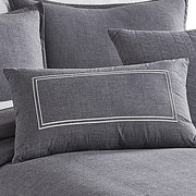 Benzara 6 Piece King Cotton Comforter Cover Set with Cross Woven Texture, Gray