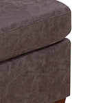 Benzara Contemporary Leatherette Rectangular tufted Ottoman, Dark Brown