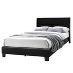 Better Home Products GIULIA-46-FL-BLK Giulia Full Black Faux Leather Upholstered Platform Bed