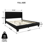 Better Home Products GIULIA-46-FL-BLK Giulia Full Black Faux Leather Upholstered Platform Bed
