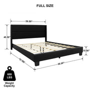 Better Home Products GIULIA-46-FL-BLK Giulia Full Black Faux Leather Upholstered Platform Bed