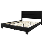 Better Home Products GIULIA-46-FL-BLK Giulia Full Black Faux Leather Upholstered Platform Bed