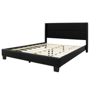 Better Home Products GIULIA-46-FL-BLK Giulia Full Black Faux Leather Upholstered Platform Bed