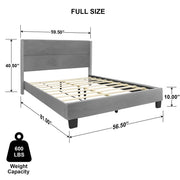 Better Home GIULIA-46-VEL-GRY Giulia Full Gray Velvet Upholstered Platform Panel Bed