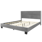 Better Home Products GIULIA-46-VEL-GRY Giulia Full Gray Velvet Upholstered Platform Panel Bed