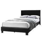 Better Home Products GIULIA-50-FL-BLK Giulia Queen Black Faux Leather Upholstered Platform Bed