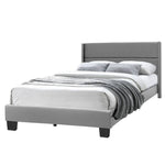 Better Home Products GIULIA-50-FL-GRY Giulia Queen Gray Faux Leather Upholstered Platform Bed
