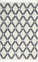 Nourison Diamond Trellis Shag s Ivory/Slate Area Rug