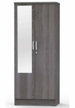 Better Home Products NW104-M-GRY Harmony Two Door Armoire Wardrobe With Mirror In Gray