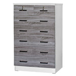 Better Home Products WC-7-GRY-WHT Drawer Chest Wooden Dresser In Gray & White