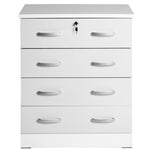 Better Home Products 673400596727 Cindy 4 Drawer Chest Wooden Dresser With Lock In Tobacco