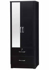 Better Home Products NW108-M-BLK Wardrobe With Mirror & Drawers In Black