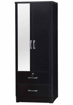 Better Home Products NW108-M-BLK Wardrobe With Mirror & Drawers In Black