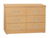 Better Home Products 616859965638 Megan Wooden 6 Drawer Double Dresser In Beech