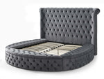 Better Home Products ELIZ-50-ROUND-GRY Elizabeth Round Storage Queen Bed In Gray