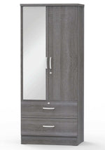 Better Home Products NW108-M-GRY Grace Armoire Wardrobe With Mirror & Drawers In Gray