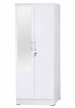 Better Home Products NW104-M-WHT Harmony Two Door Armoire Wardrobe With Mirror In White
