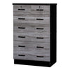 Better Home Products WC-7-GRY-BLK Cindy 7 Drawer Chest Wooden Dresser In Gray & Black