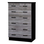 Better Home Products WC-7-GRY-BLK Cindy 7 Drawer Chest Wooden Dresser In Gray & Black