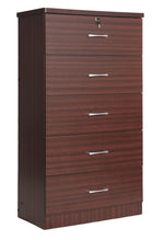 Better Home Products 616859965737 Olivia Wooden Tall 5 Drawer Chest Bedroom Dresser Mahogany
