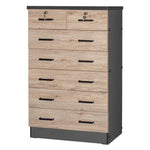 Better Home Products WC-7-NOK-DGRY Cindy 7 Drawer Chest Wooden Dresser Natural Oak & Dark Gray