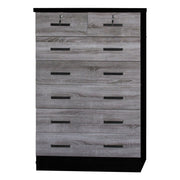 Better Home WC-7-GRY-BLK Cindy 7 Drawer Chest Wooden Dresser In Gray & Black
