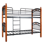 Better Home Products LEXUS-BUNK-BED-33 Lexus Twin/Twin Metal Bunk Bed With Solid Wood Legs In Cherry