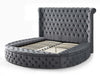 Better Home Products ELIZ-60-ROUND-GRY Elizabeth Upholstered Round Storage King Bed In Gray