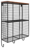 Sagebrook Home 16635 Metal/Wood, 25" Wire Wall Storage, Brown/Black