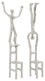Sagebrook Home 15667-01 Set of 2 Men On Chair, Silver