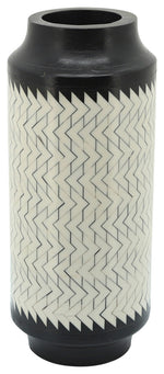 Sagebrook Home 16498-01 Resin 14" Chevron Vase, Black/White