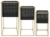 Sagebrook Home 15025-01, Set of 3 Mesh Square Planters On Stand 8"/9"/11", Black