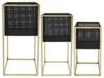 Sagebrook Home 15025-01, Set of 3 Mesh Square Planters On Stand 8"/9"/11", Black