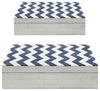 Sagebrook Home 16651 Resin Set of 2 Chevron Boxes, Blue