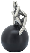 Sagebrook Home 17026 Metal, 9" Thinking Man On Orb, Silver/Black