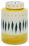 Sagebrook Home 16686-02 Ceramic 9" Tribal Jar With  Lid, Yellow