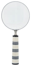 Sagebrook Home 16618-01 Resin, 4" Striped Magnifying Glass, Black/White